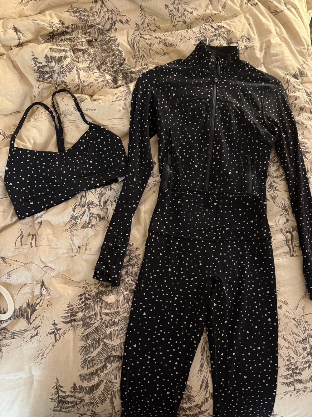 lululemon athletica Black & White Heart Dot Zip-Up Jacket